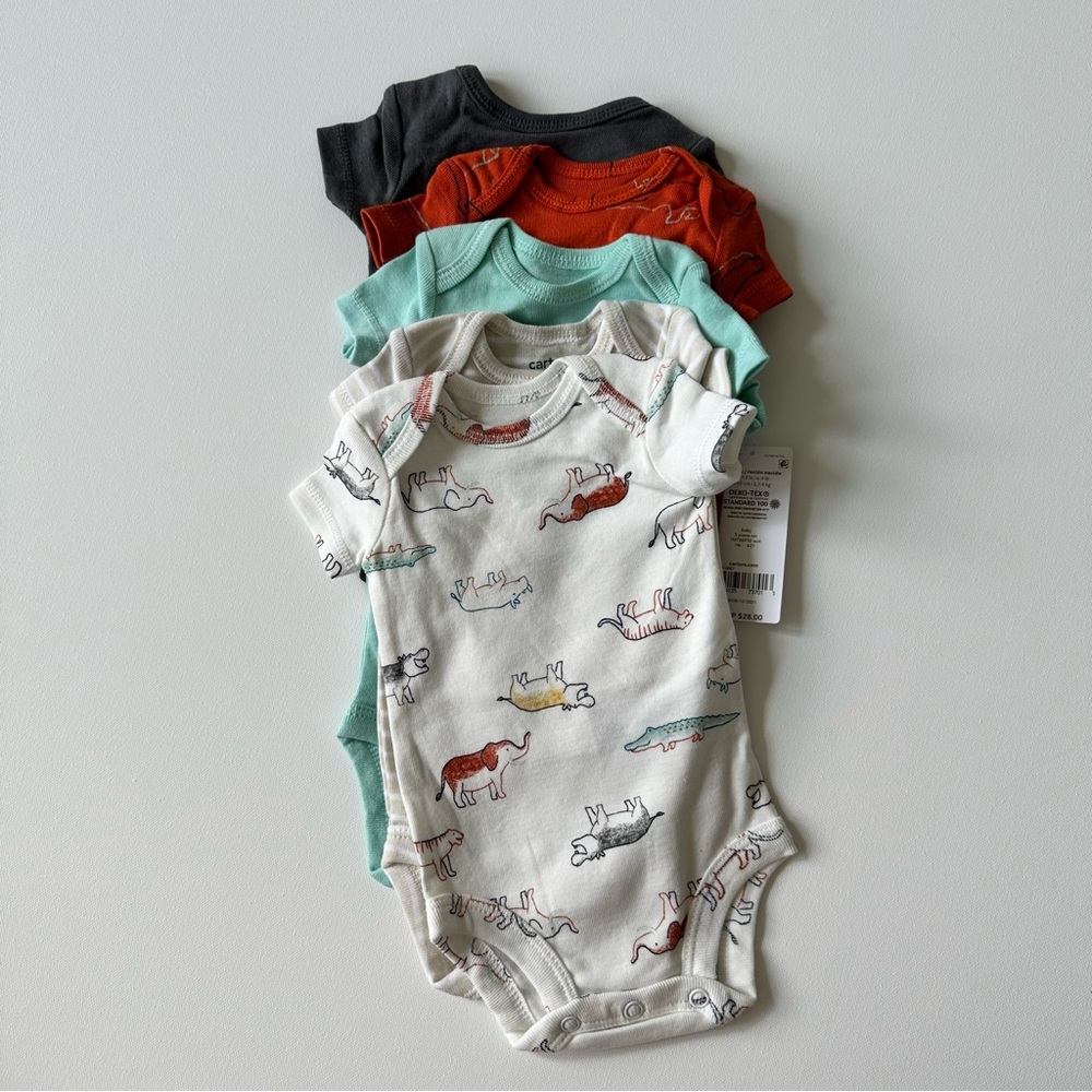 Carters 5pc. Short Sleeve Onesies Boys Newborn Bundle
